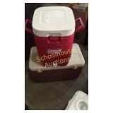 Large Coleman cooler and beverage cooler