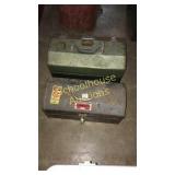 Two metal boxes one tool one tackle, tackle box