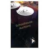 Wonderful red metal trash can full of goodies