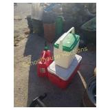 Coolers and gas can