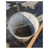 Vintage galvanized garbage can