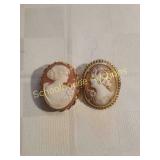 2 cameo brooches. 1 is 1/20 10ktgf and other is