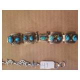 Sterling and turquoise watch band. Signed GGJ