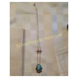 Signed turquoise and silver necklace