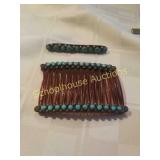 Turquoise haircombs and long skinny turquoise pin