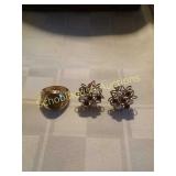 Group of 10kt gold filled jewelry. 1 ring and 1