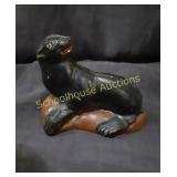 Cast Iron Still Bank Seal 4" long