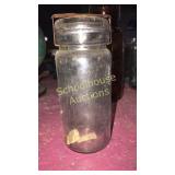 Brown globe jar, and jar