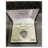 Sterling locket pendant necklace with tag