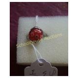 Sz8 red painted stone with flower ring