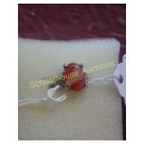 Sz7 Red and white swirl stone ring