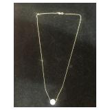 14k gold necklace single white pearl approx 15.5