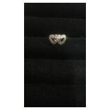 10k white gold diamond chip heart love ring size