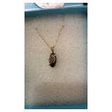 10k gold onyx diamond "love" necklace