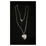 Sterling necklace & puffy heart pendant