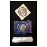 1972 Ike dollar coin, 1971 Kennedy half dollar