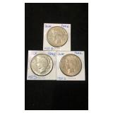 3x 1922 S peace dollars