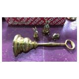 4 pcs brass. Bunnies from Korea, wall shelf from