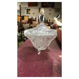 Crystal footed candy dish with lid