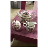 England tea set. Teapot creamer sugar bowl &