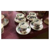 4 sets cups & saucers England grapes