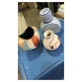 3 marked pottery lot. Western Germany vase,