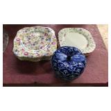 Dish lot. Bombay ceramic apple canister, 4 Royal