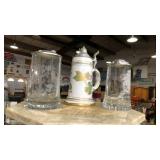 3 steins. Pheasant is marked ALWE Germany