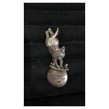 Sterling cat & fishbowl brooch