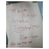 Pick up schedule