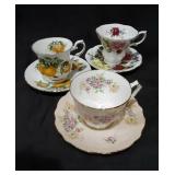 Bone China-Cup & Saucer set of 3 Marked see