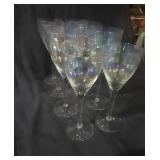 8 Long Stem Iridescent Goblets 6 glasses 8 1/2" &