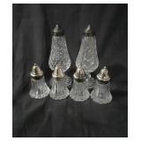 Set of 6 S&P Shakers Glass small 2 large