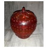 Longaberger Red Glass Strawberry Candy Dish 6"x5"