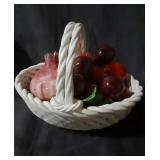 White Porcelain Bowl of Fruit 7Wx5H