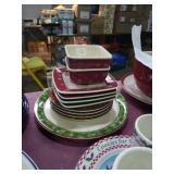 Group of longaberger Christmas dishes. 1 large