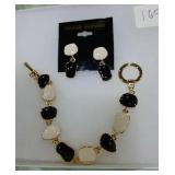 New Gold Colored Black & White pierced Earrings &