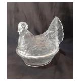 Hens on Nest 5" Clear Glass
