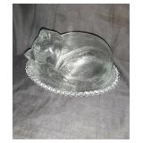 Cat in a Basket 7" clear glass