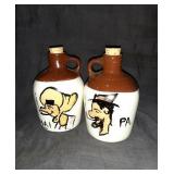 2 small Ma & Pa Crocks with corks 5" tall