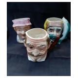 3 Large Toby Mugs