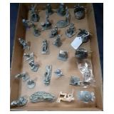 Large Flat if Pewter items, wine bottle corks and