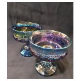 Beautiful  Carnival Glass Candy dishes 6" tall x2