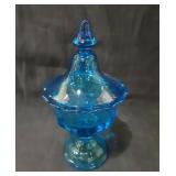 Large Blue Glass Candy Dish 10"