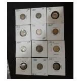 12 Mercury Dimes mixed Dates see pictures
