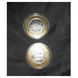 2 Casino Chips in case .999 Silver