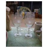 Group of 4 etched navy wine glasses