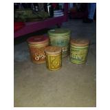 Group of vintage tin storage containers