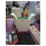 Red wing white and green vase