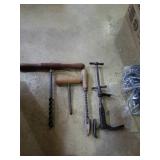 Group of 4 old tools with wood handles